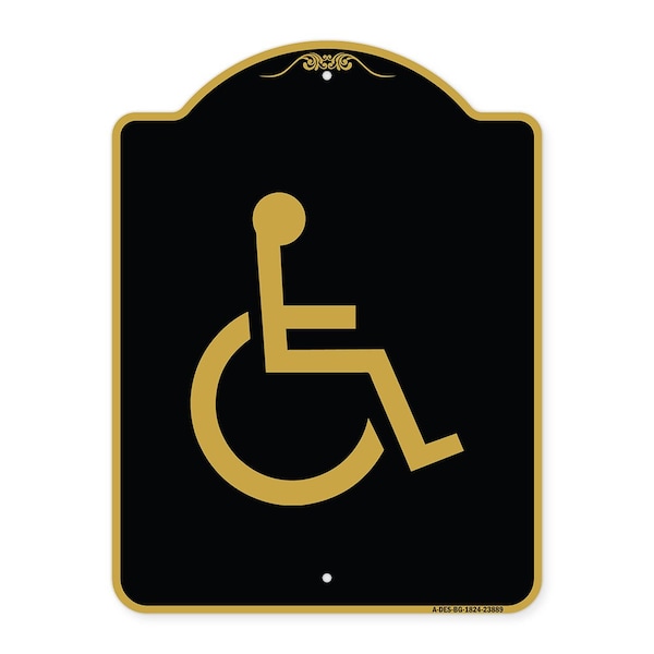 Signmission Designer Series Sign Large Handicapped, Black & Gold Aluminum Sign, 18" x 24", BG-1824-23889 A-DES-BG-1824-23889 - main